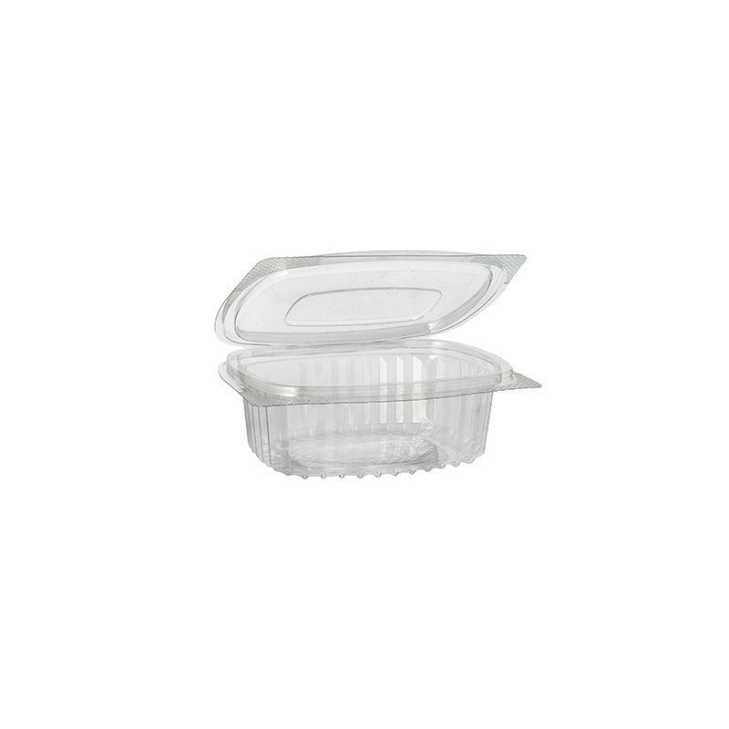 Feinkostbecher & Salatschalen To Go mit Klappdeckel, R-PET oval 250 ml - Bild 1