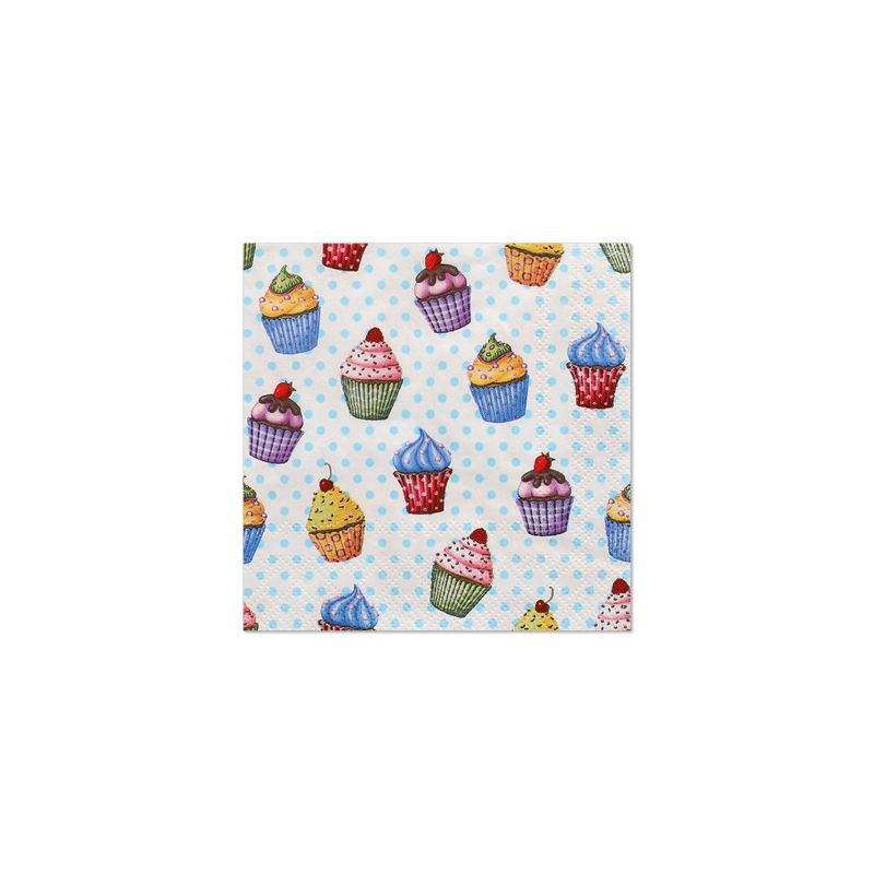 Servietten, 3-lagig 1/4-Falz 25 x 25 cm farbig "Cupcakes" - Bild 1