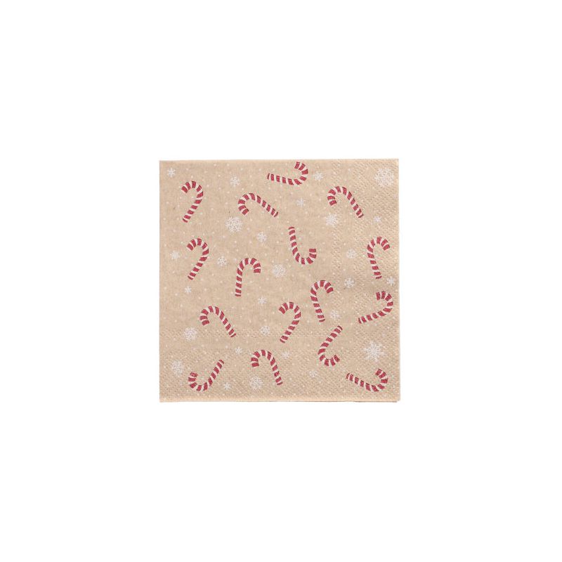 Servietten, 3-lagig 1/4-Falz 25 x 25 cm natur "Candy Canes" aus recyceltem Papier - Bild 1