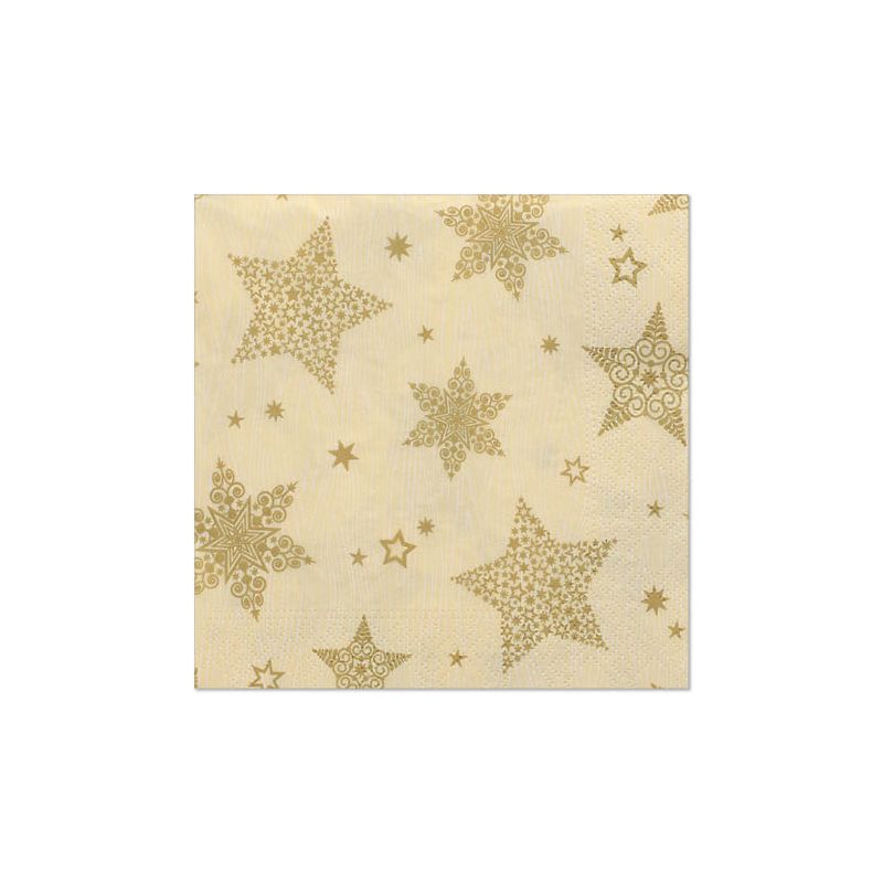 Servietten, 3-lagig 1/4-Falz 33 x 33 cm creme "Christmas Shine" - Bild 1