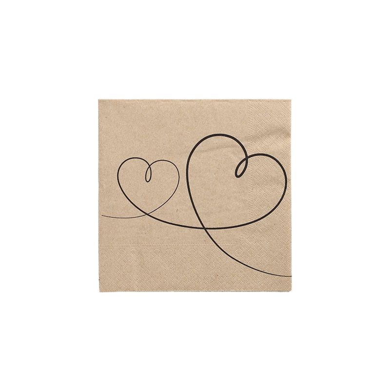 Servietten, 3-lagig 1/4-Falz 33 x 33 cm natur "Love" aus recyceltem Papier - Bild 1