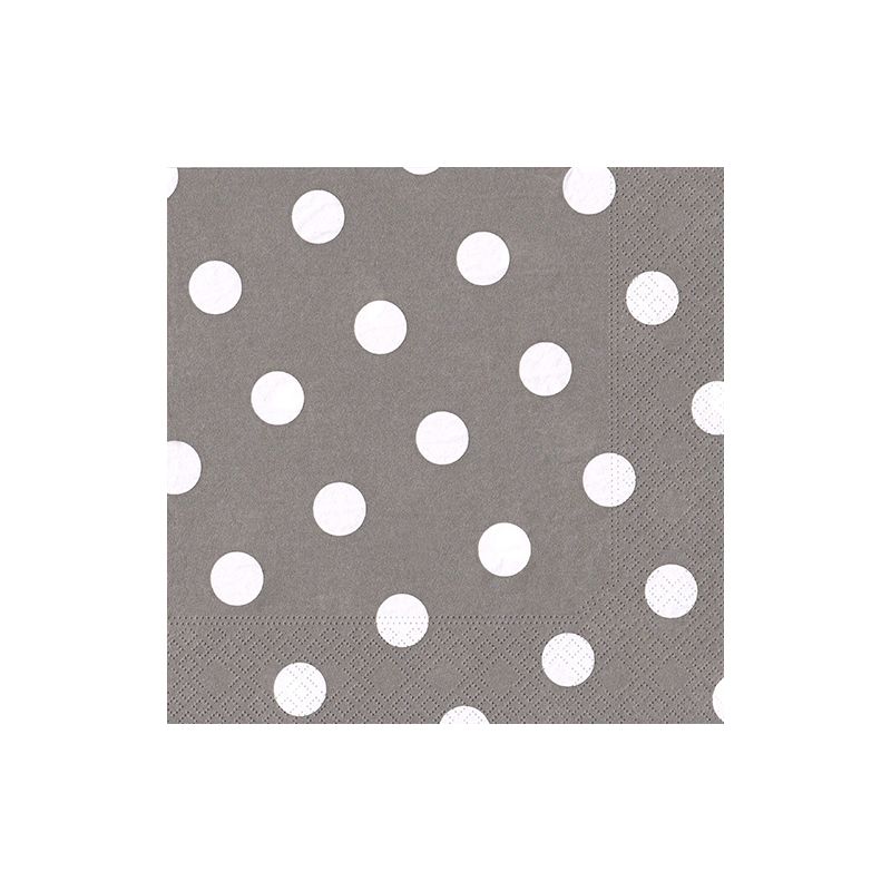 Servietten, 3-lagig 1/4-Falz 40 x 40 cm grau "Dots" - Bild 1