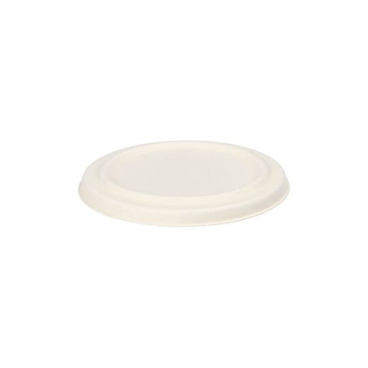 Bio deksel suikerriet "pure" voor soepbeker / bowl Ø 10 cm PFAS-vrij bagasse wit 1