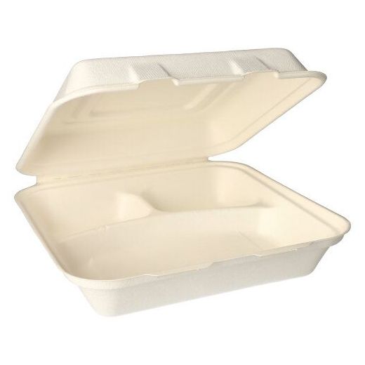 Menuboxen suikerriet "pure" 3-vaks 8 cm x 24 cm x 24 cm wit 1