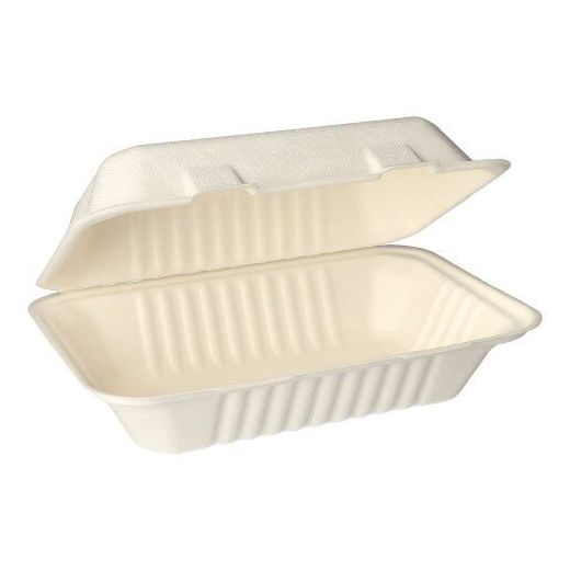 Bio menubox suikerriet "pure" 15,5 x 23 cm 1-vaks PFAS-vrij bagasse wit 1