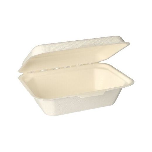 Bio menubox suikerriet "pure" 18 x 12,5 cm PFAS-vrij bagasse wit 1