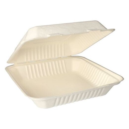 Bio menubox suikerriet 1-vaks  "pure" 25,5 x 25,5 cm PFAS-vrij bagasse wit  1