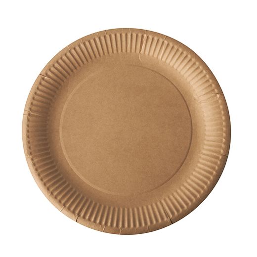 Bio kartonnen borden kraft "pure" rond Ø 23 cm bruin, papieren bordjes 1