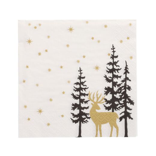 Servetten 3-laags 1/4 vouw 33 cm x 33 cm "Golden Deer" 1