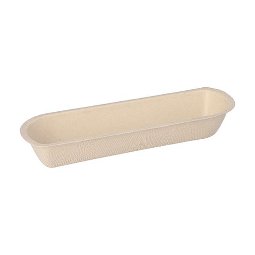 Bio snackbakje suikerriet 7,1 x 21 x 3,3 cm PFAS-vrij & plasticvrij frikandelbakje bagasse naturel 1