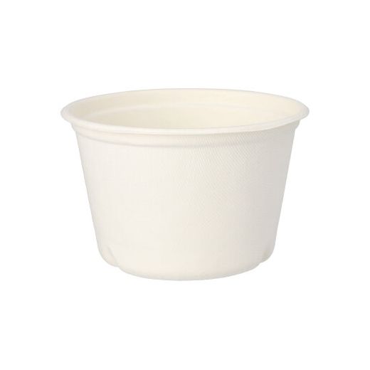 Bio soepkom & bowl to go suikerriet "pure" 600 ml Ø 14 cm PFAS-vrij bagasse wit 1