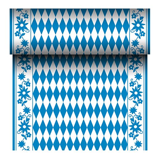 Tafellopers, Airlaid 24 m x 40 cm "Beiers blauw", geperforeerd elke 120 cm 1