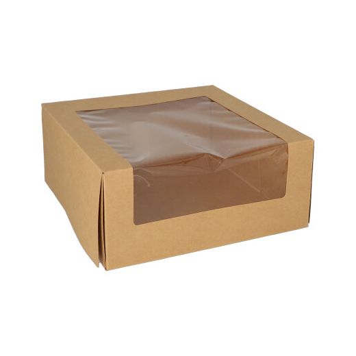 Kraft hoge taartdoos met PLA-kijkvenster 10 cm x 23 cm x 23 cm FSC gebaksdoos 1