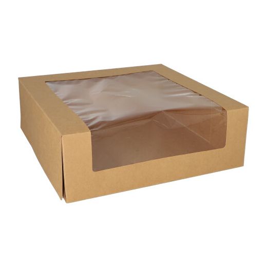 Kraft hoge taartdoos met PLA-deksel 10 cm x 30 cm x 30 cm FSC gebaksdoos 1