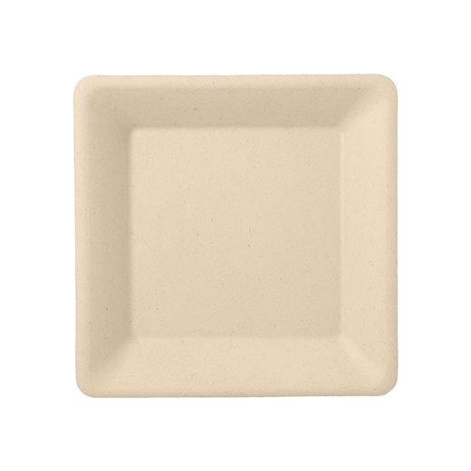 Bio vierkant bord suikerriet "pure" 15,5 x 15,5 cm PFAS-vrij bagasse naturel 1