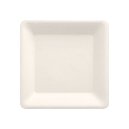 Bio vierkant bord suikerriet "pure" 15,5 x 15,5 cm PFAS-vrij bagasse wit  1