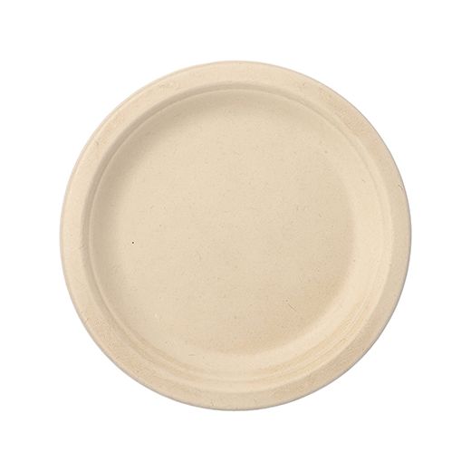 Bio rond bord suikerriet "pure" Ø 18 cm PFAS-vrij bagasse naturel 1