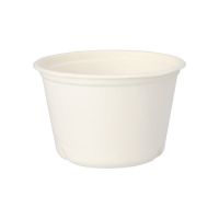 Bio soepkom & bowl to go suikerriet "pure" 600 ml Ø 14 cm PFAS-vrij bagasse wit