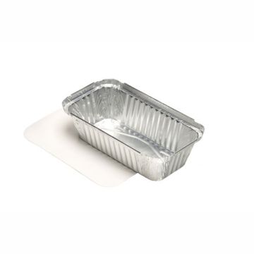 Schalen, aluminium + ingelegd deksel, PE-gecoat plein 0,7 l 4,9 cm x 10,3 cm x 19,5 cm