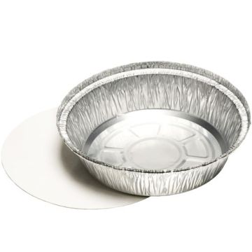 Schalen, aluminium + ingelegd deksel, PE-gecoat rond 1000 ml Ø 23 cm · 4,4 cm