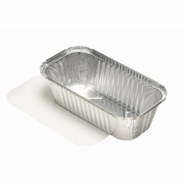 Aluminium schalen met inlegdeksels, PP gelamineerd plein 1,5 l 7 cm x 13 cm x 24,2 cm