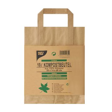 Compostzakken met handvat van papier 10 l 28 cm x 22 cm x 14 cm bruin "bedrukt"