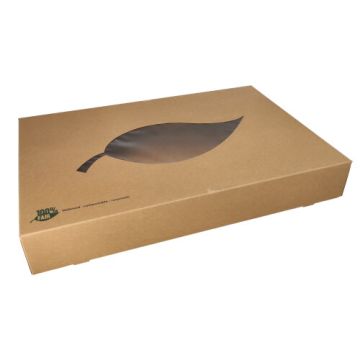 Catering dozen, karton "pure" 8 cm x 55,7 cm x 37,6 cm bruin "100% Fair" met PLA venster