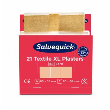 Navulling Salvequick Textielpleister XXL rood 21 pleister voor pleisterdispenser refill 