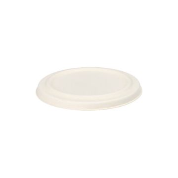 Bio deksel suikerriet "pure" voor soepbeker / bowl Ø 10 cm PFAS-vrij bagasse wit