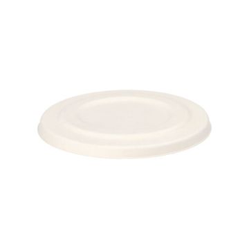 Bio deksel suikerriet "pure" voor soepkom / bowl Ø 14 cm PFAS-vrij bagasse wit