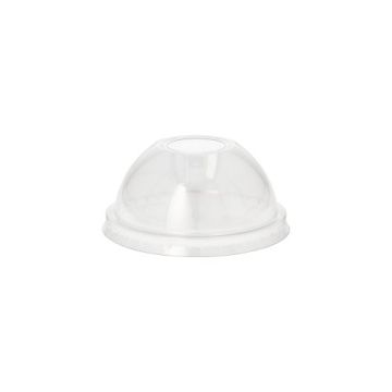 Bol deksel PET met gat Ø 8 cm · 4 cm dome deksel glashelder met drinkopening