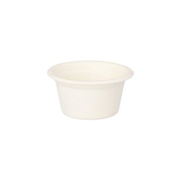 Bio sauspotje suikerriet "pure" 60 ml Ø 6 cm PFAS-vrij dressing cup bagasse wit