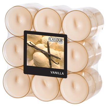 Geurende theelichtjes, geurtheelichten "Flavour" Ø 38 mm · 24 mm creme - geur vanille