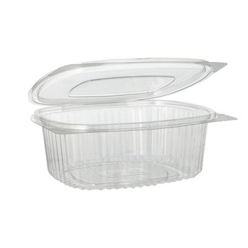 Saladebakken met  deksels, R-PET ovaal 750 ml 6,2 cm x 14,4 cm x 17,5 cm transparant