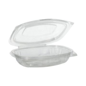 Saladebakken met  deksels, PLA "pure" 250 ml 3,1 cm x 16,1 cm x 13,2 cm glashelder