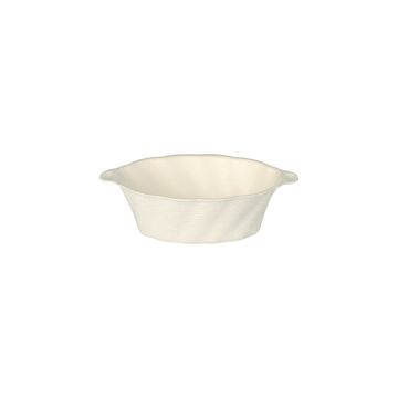 Bio amuse schaal suikerriet "pure" 40 ml 9,5 x 6 cm PFAS-vrij fingerfood bagasse "Wave" wit 



