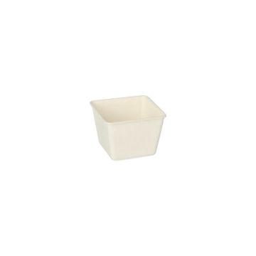 Amuse fingerfood schaaltje van suikerriet "pure" 50 ml, vierkant 4,6 x 4,6 cm, PFAS-vrij wit