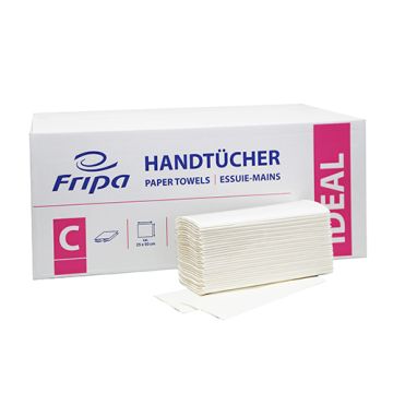 Papieren handdoekjes voor handdoekdispenser, C-vouw, 1-laags, 50 cm x 25 cm wit, handdoekpapier