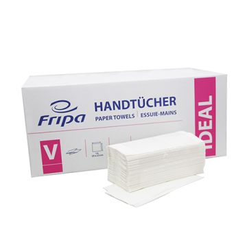 Papieren handdoekjes voor handdoekdispensers, V-vouw, 1-laags, 23 x 25 cm, wit, zigzag, handdoekpapier