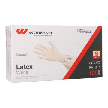 Latex handschoenen, gepoedert "White" wit maat S