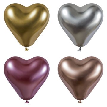 Ballonnen Ø 28 cm assorti kleuren "Glossy Heart" large