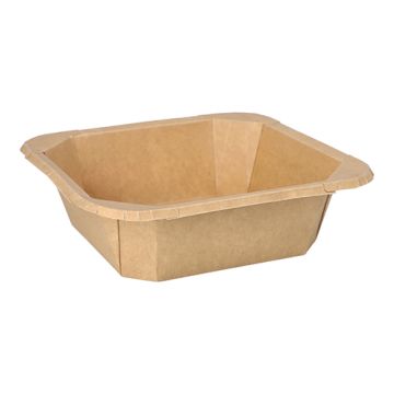 Kartonnen saladebak kraft XL 1000 ml 5,2 cm x 18 cm x 18 cm salade bowl vierkant bruin