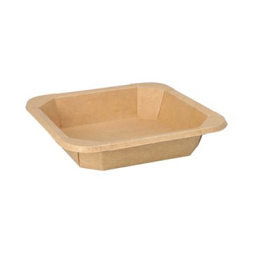 Kartonnen saladebak kraft 500 ml 3,3 cm x 16,2 cm x 16,2 cm salade bowl vierkant bruin