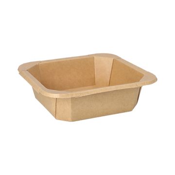 Kartonnen saladebak kraft groot 750 ml 4,7 cm x 16,2 cm x 16,2 cm  salade bowl vierkant bruin