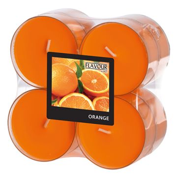 Maxi geurtheelichten, maxi geurende theelichten  "Flavour" Ø 59 mm · 24 mm oranje - geur sinaasappel