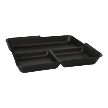 Herbruikbare menuschalen / menubakken 3-vaks 23,4 x 23,4 x 2,9 cm zwart reusable