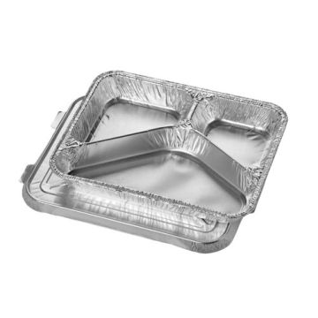 Menuschalen met deksel, aluminium 3-vaks 760 ml 3 cm x 17,7 cm x 22,5 cm