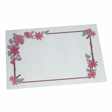 Placemats van stevig papier 30 cm x 40 cm wit "Bloemenrand"