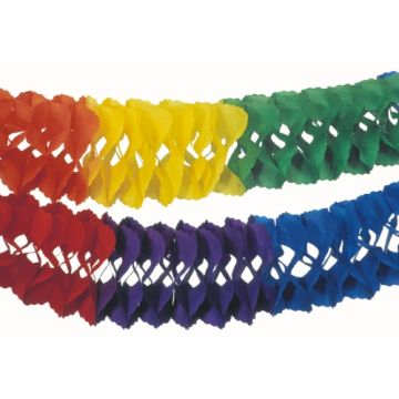 Guirlande extra groot, papier Ø 25 cm · 10 m "Rainbow" brandvertagend