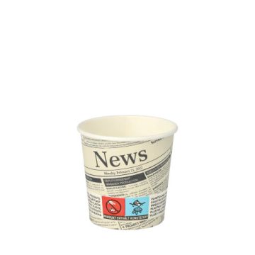 Kartonnen drinkbekers, papieren drinkbekertjes, karton "to go" ; 0,1 l met krantenmotief "Newsprint"